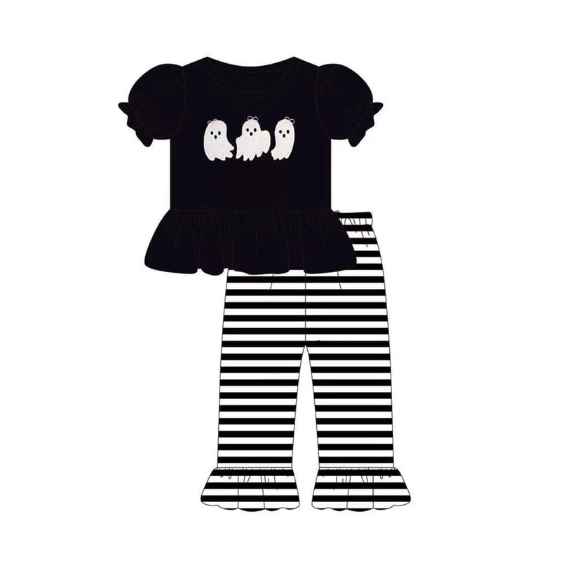 GSPO1539 Black Halloween Clothes Summer Short Sleeve Kid Clothing Set Boutique Outfit