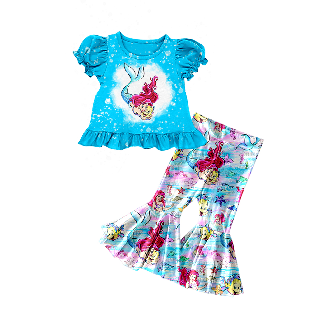 GSPO1555 Hot Sale Blue Baby Girls Boutique Kid Clothing Set