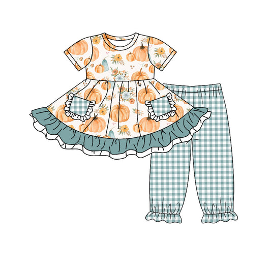 GSPO1611 Pumpkin Girls Wholesale Baby Kids Design Boutique Kid Clothing Set