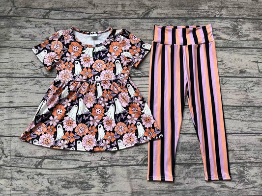 GSPO1617 Floral Short Sleeve Wholesale Boutique Kid Outfit Clothing Sets