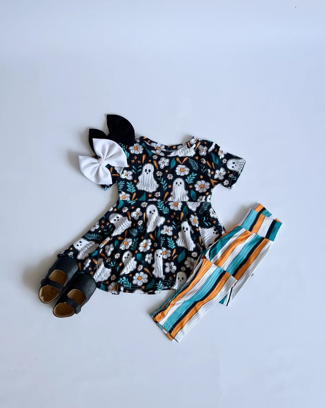 GSPO1618 Ghost Girl Short Sleeve Wholesale Boutique Kid Clothing Sets