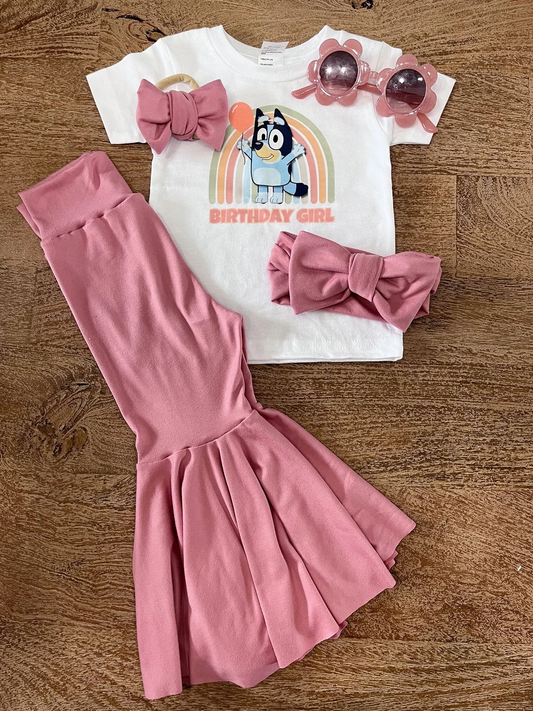 GSPO1632 Pink Dog Short Sleeve Wholesale Boutique Kid Clothing Sets