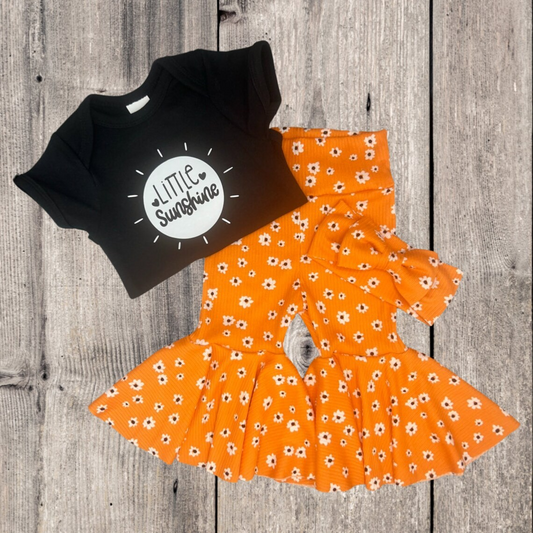 GSPO1634 Orange Short Sleeve Wholesale Boutique Kid Clothing Sets