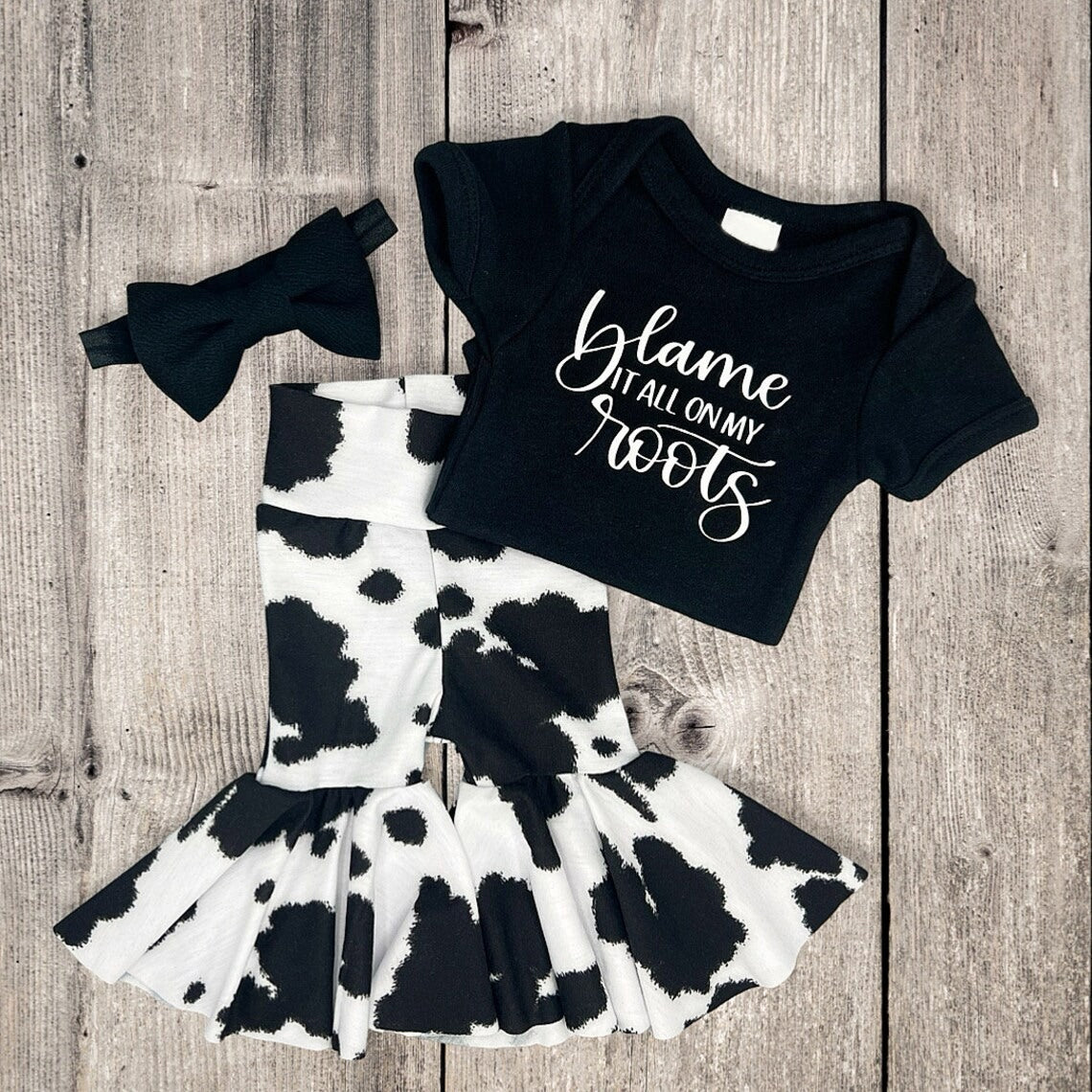 GSPO1635 Cow Short Sleeve Wholesale Boutique Kid Clothing Sets