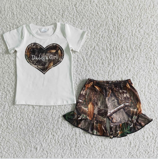 GSSO0004 Camo  Wholesale Kid Ruffle Summer Boutique Outfits