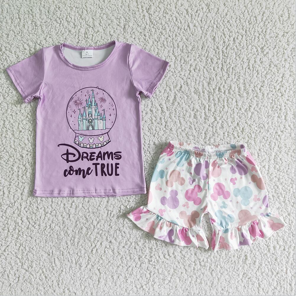 GSSO0050  Purple Wholesale In Stock Clothing Kid Summer Boutique Outfits