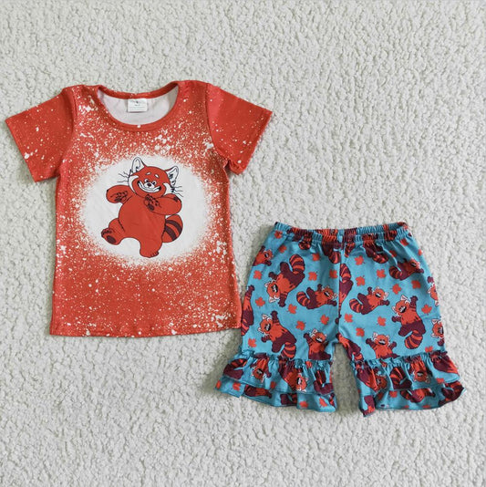 GSSO0078 red cartoon girl Wholesale In Stock Clothing Kid Summer Boutique Outfits