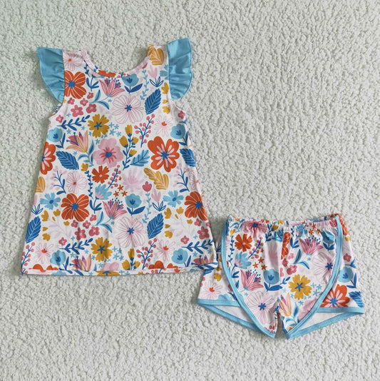 GSSO0098 Floral Wholesale In Stock Clothing Kid Summer Boutique Outfits