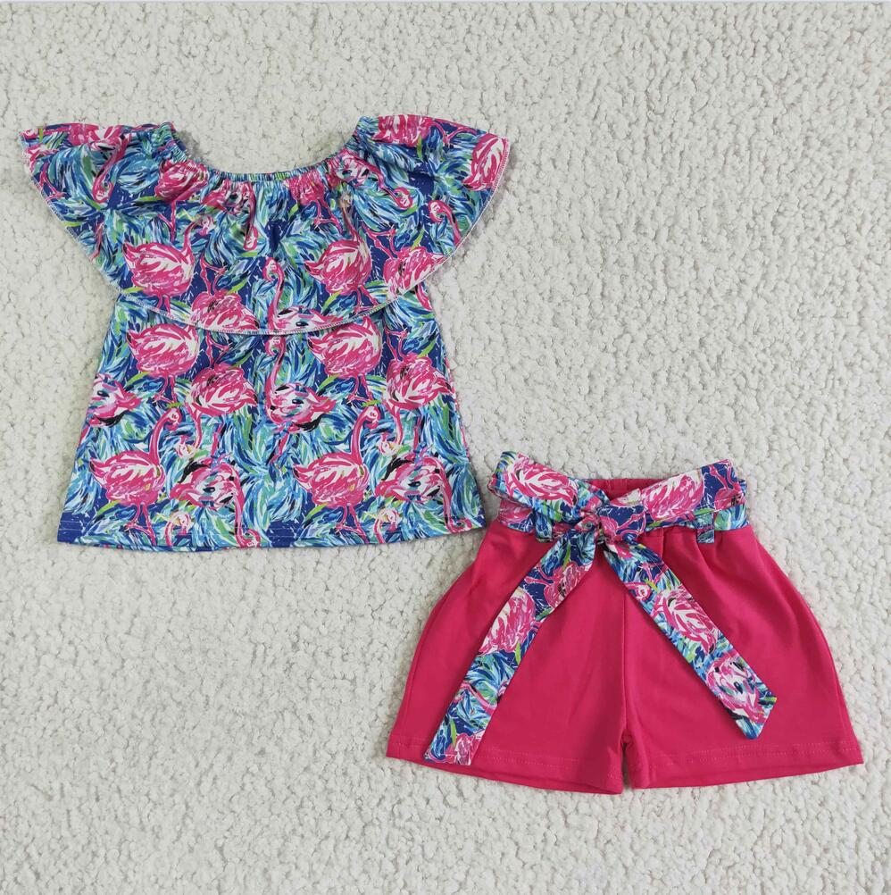 GSSO0101  Rose Red Wholesale In Stock Clothing Kid Summer Boutique Outfits