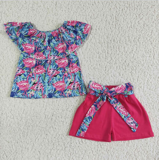 GSSO0101  Rose Red Wholesale In Stock Clothing Kid Summer Boutique Outfits