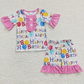 RTS NO MOQ Summer Sibling Baby Girls Boys Short Sleeves Birthday Party Button Top Shorts Pajamas Sets