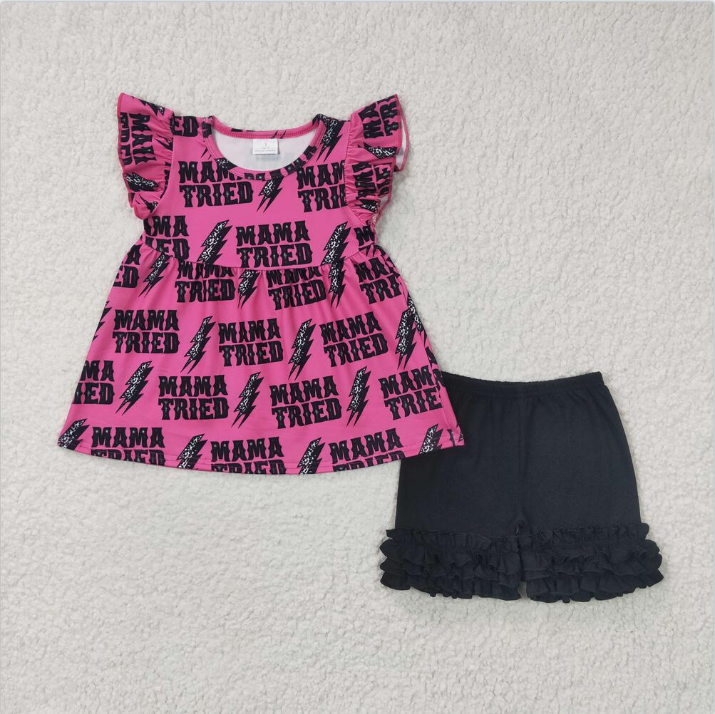 GSSO0199 Pink Summer Children Clothing Kid Summer Boutique Outfits