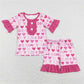 RTS NO MOQ Summer Sibling  Baby Girls Boys  I Love Mom Dad Shirts Shorts Pajamas Clothing Sets