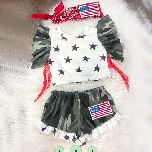 GSSO0918 4th of july Wholesale Baby Kids Children Boutique Kid Clothing Set