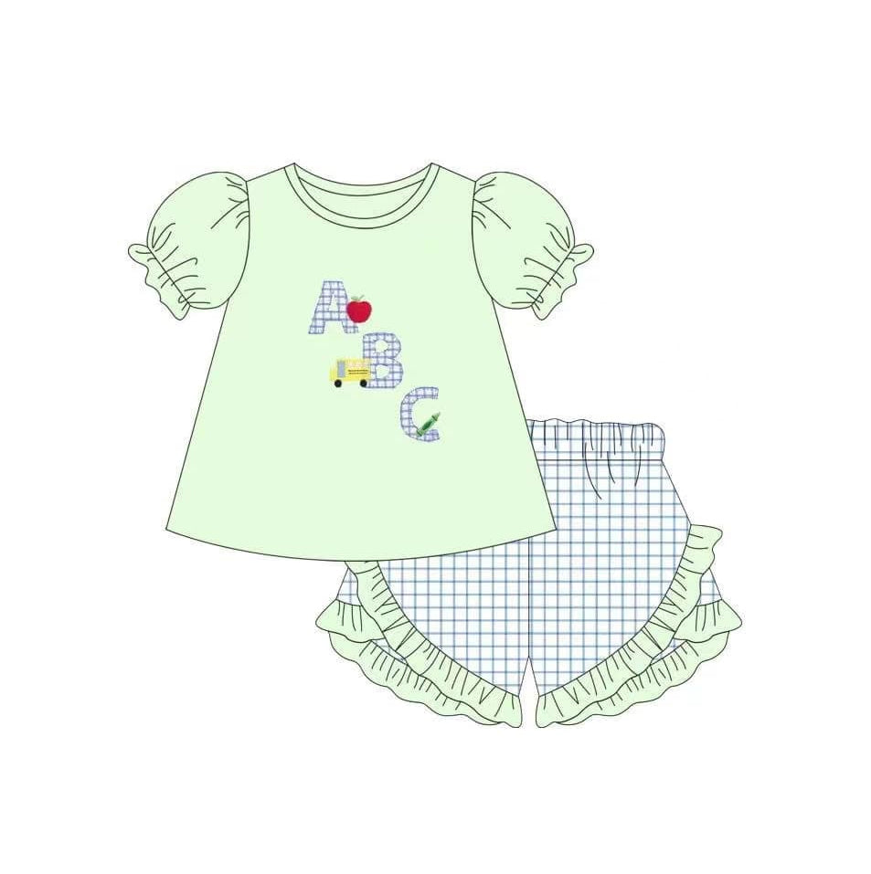 GSSO0930 ABC Girl Clothes Summer Short Sleeve Kid Clothing Sets