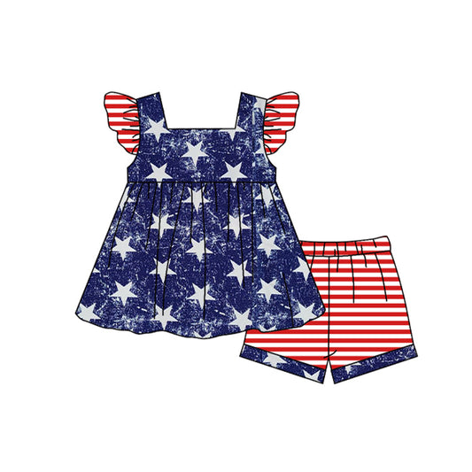 GSSO0941 4th of July Baby Girls Children Boutique Kid Clothing Set