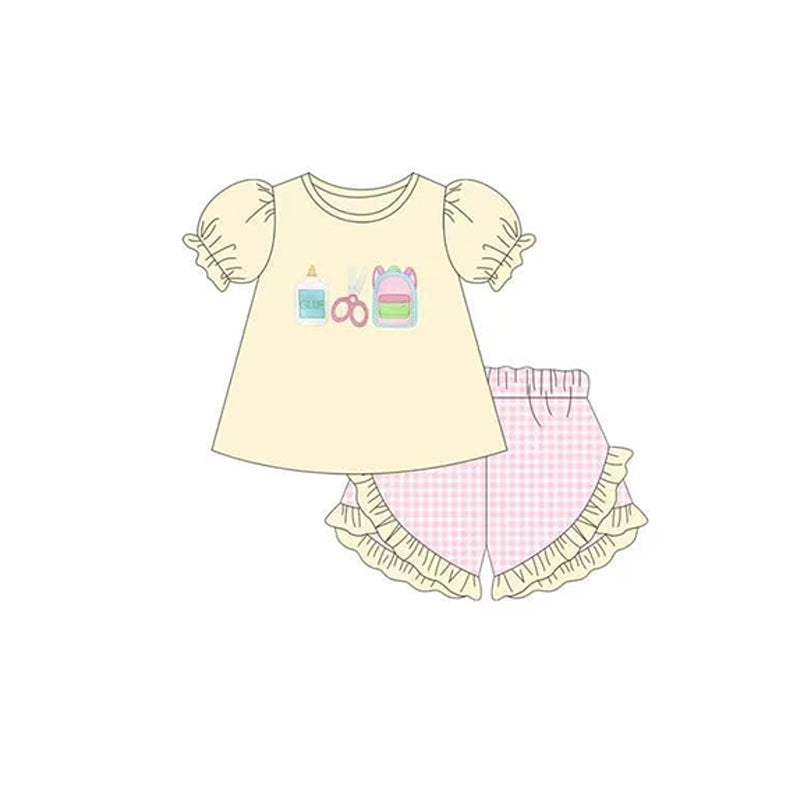 GSSO0942 Yellow Baby Girls Children Boutique Kid Clothing Set