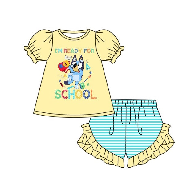 GSSO0943 Yellow Dog Baby Girls Children Boutique Kid Clothing Set