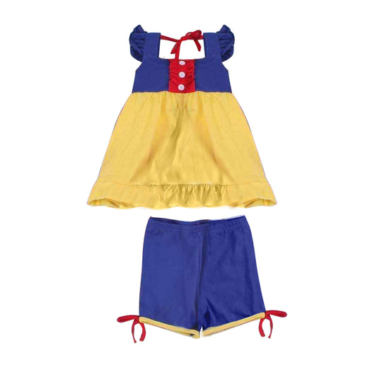 GSSO0967 Yellow Princess Cute Summer Short Sleeve Outfit Kid Clothing Sets