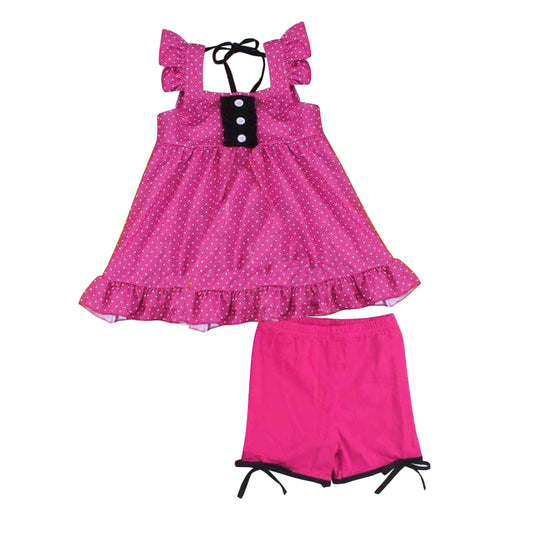 GSSO0968 Polka Dots Princess Cute Summer Short Sleeve Outfit Kid Clothing Sets