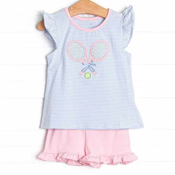 GSSO0979 Pink Summer Short Sleeve Outfit Kid Clothing Sets