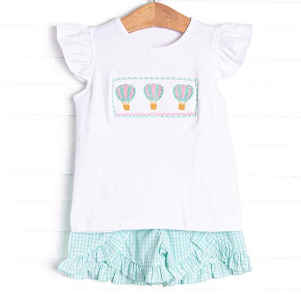 GSSO0981 White Summer Short Sleeve Outfit Kid Clothing Sets