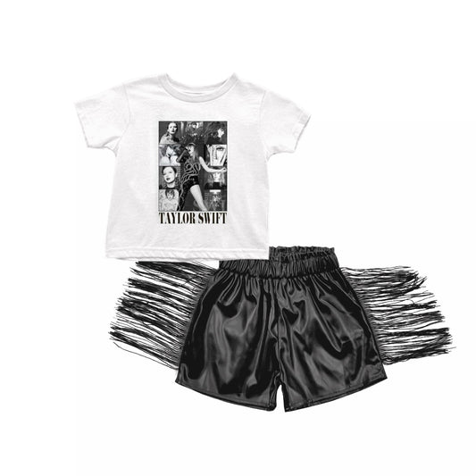 GSSO0983 Black Summer Short Sleeve Outfit Kid Clothing Sets