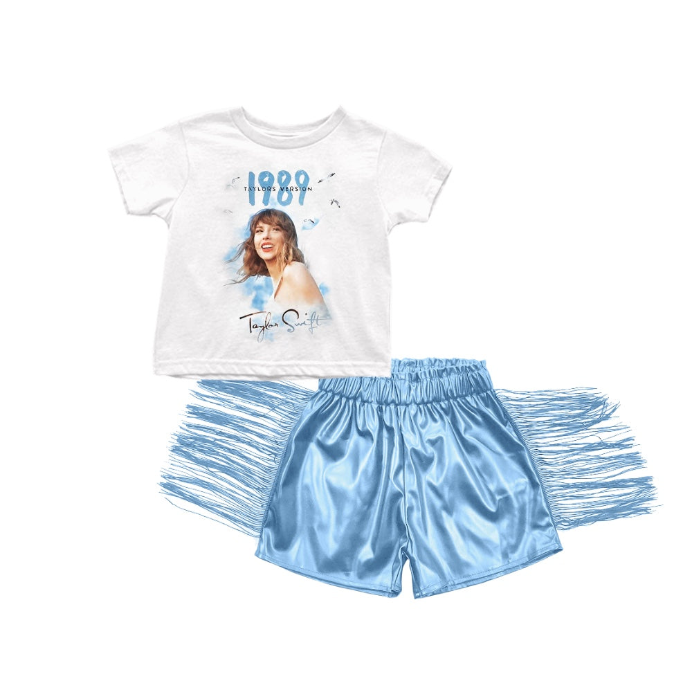 GSSO0984 Blue Summer Short Sleeve Outfit Kid Clothing Sets