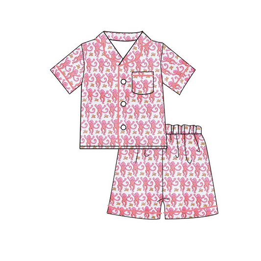 GSSO0997 Pink Kid Summer Short Sleeve Shirt Outfit Kid Clothes