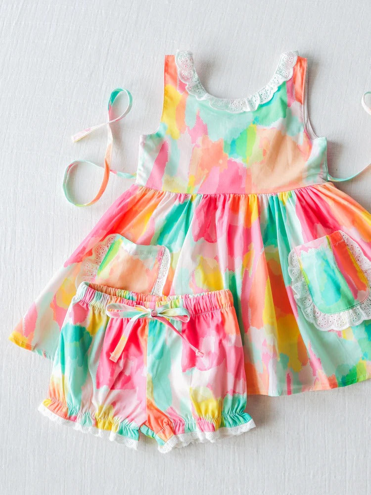 GSSO1001 Colorful Girl Summer Short Sleeve Kid Boutique Outfits