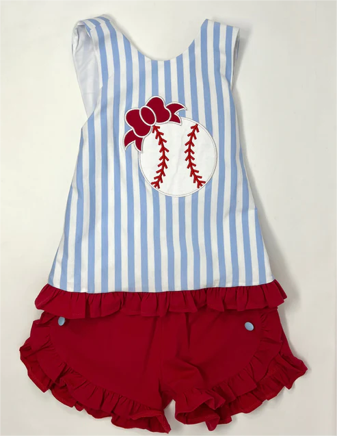 GSSO1019 Cute Kid Baseball Summer Clothing Children Short Sleeve Top Outfit