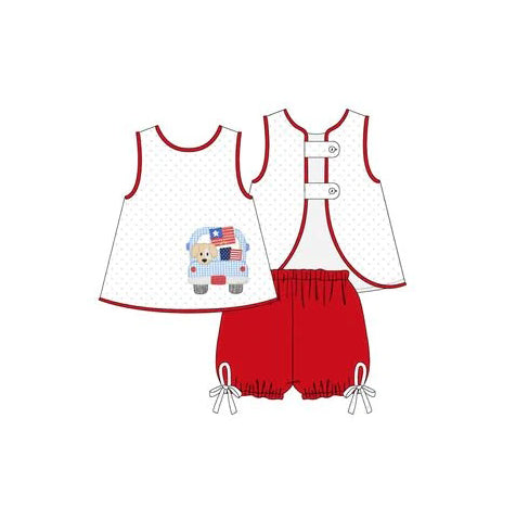 GSSO1023 4th of July Cute Kid Summer Clothing Short Sleeve Top Children Outfit