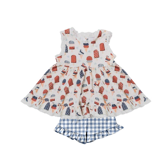 GSSO1026 4th of July Kid Summe Short Sleeve Top Children Outfit