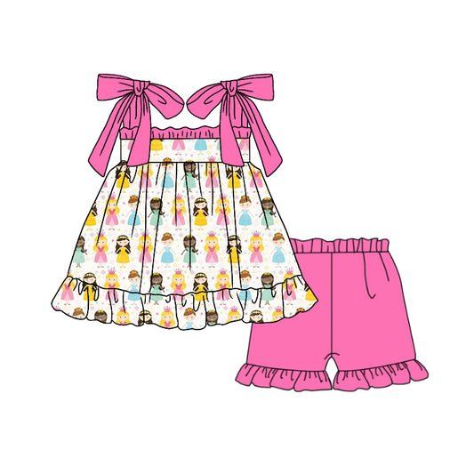 GSSO1045 Pink Cartoon Kid Summer Clothing Children Shorts Sleeve Child Clothes