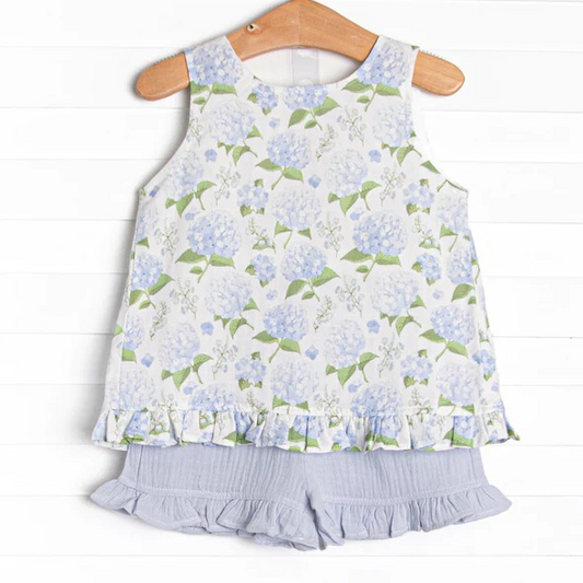 GSSO1050 Floral Kid Summer Clothing Children Shorts Sleeve Top Child Outfit