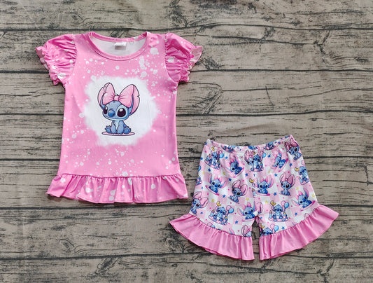 4.11  GSSO1071 Baby Girls Pink Mouse Top Summer Shorts Clothes Sets Pre order