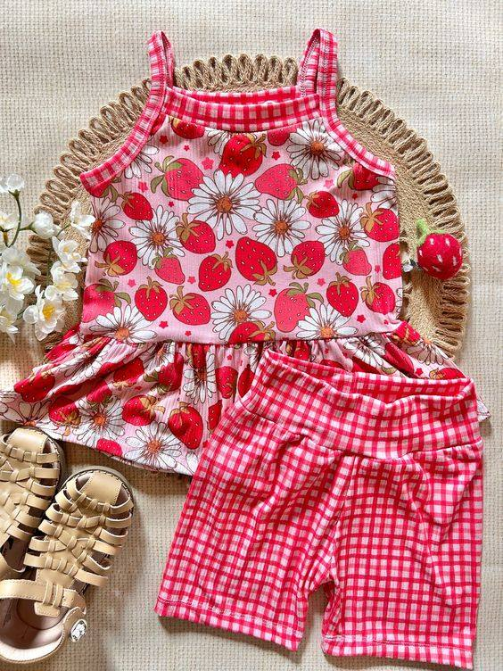 GSSO1105 Cute Kid Design Summer Clothing Children Shorts Sleeve Top Outfit