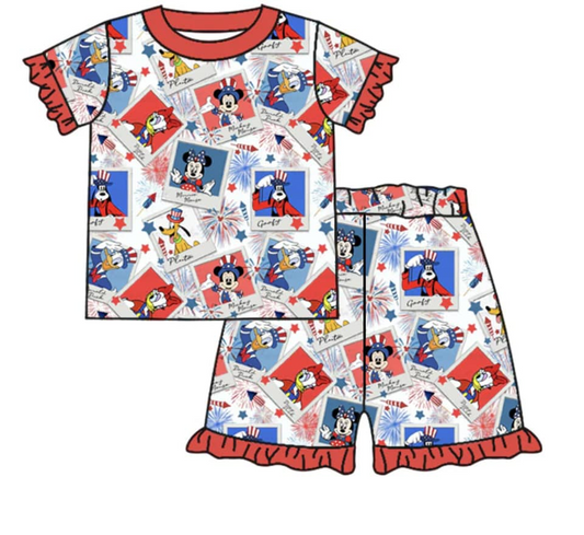 GSSO1180 Cute Summer Short Sleeve Outfit Kid Clothing Set