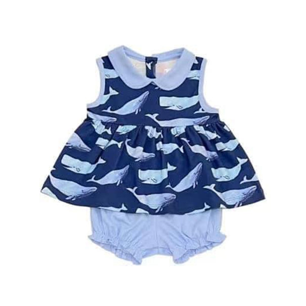 GSSO1181 Blue Cute Summer Short Sleeve Outfit Kid Clothing Set