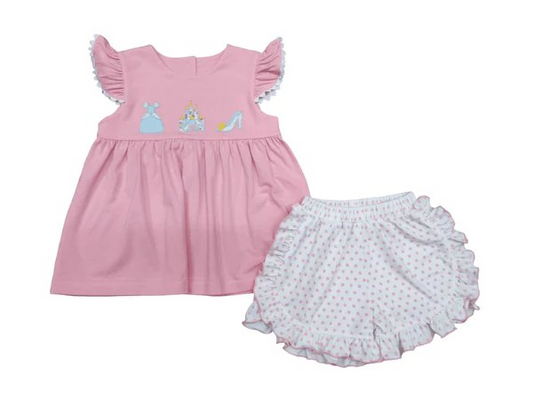 GSSO1186 Pink Girl Summer Short Sleeve Outfit Kid Clothing Sets