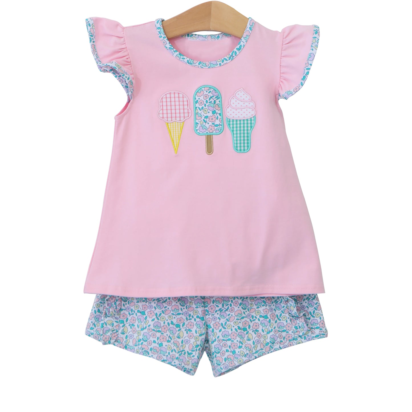 GSSO1193 Pink Girl Summer Short Sleeve Outfit Kid Clothing