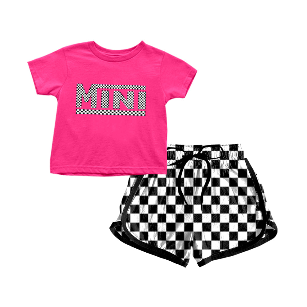 GSSO1215 pink Girl Clothes Summer Short Sleeve Outfit Kid Clothing Set