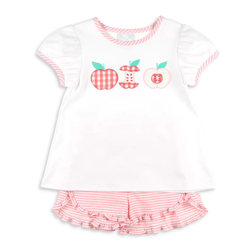 GSSO1231 Apple Girls Clothes Summer Short Sleeve Outfit Kid Clothing Sets