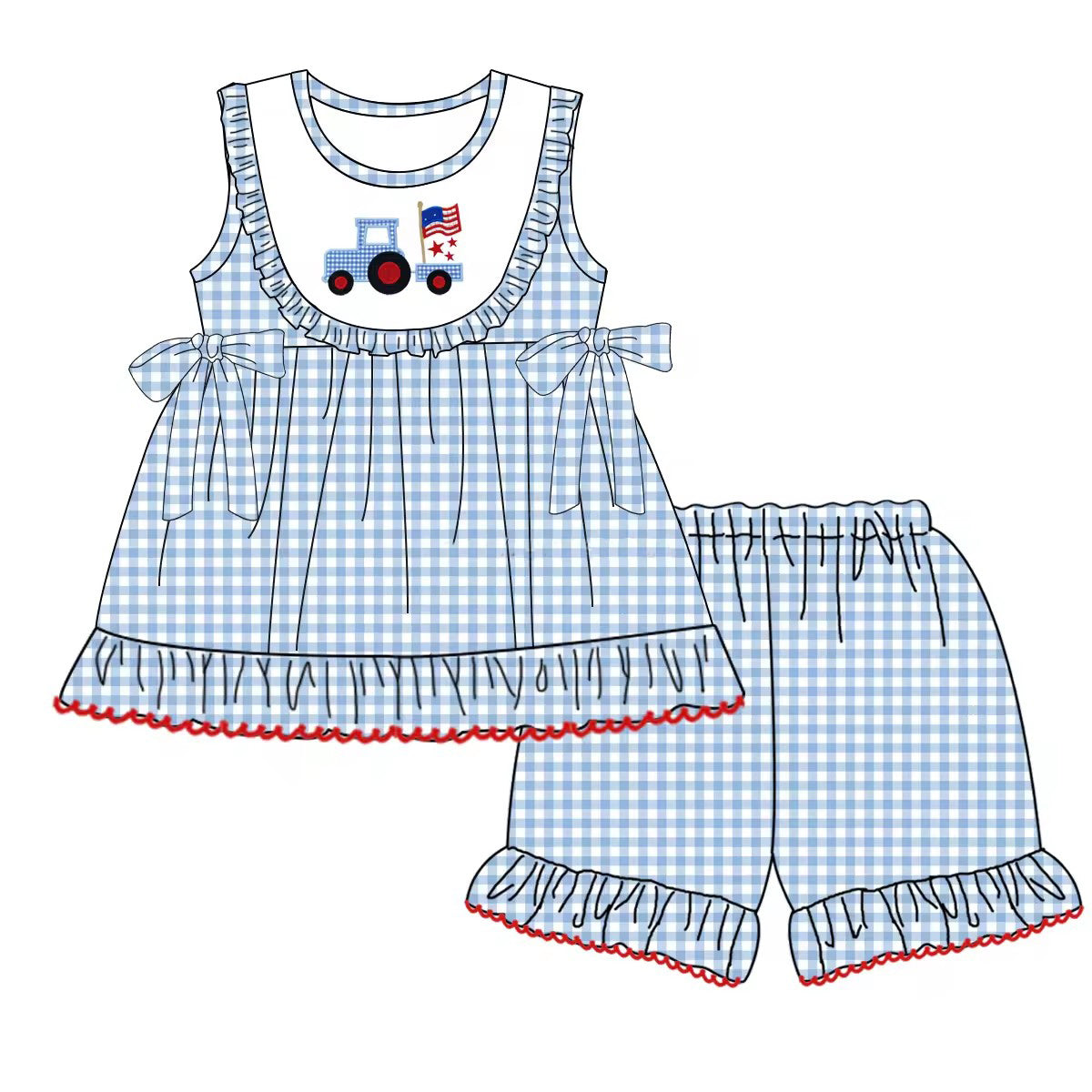 GSSO1237 4th of July Girl Clothes Summer Short Sleeve Kid Outfit