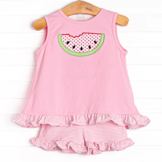 GSSO1239 Watermelon Girl Clothes Summer Short Sleeve Kid Outfit