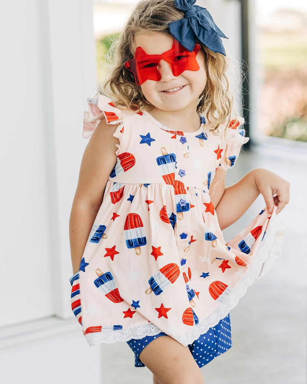 GSSO1266 4th of july Cute Clothes Summer Short Sleeve Kid Clothing Set