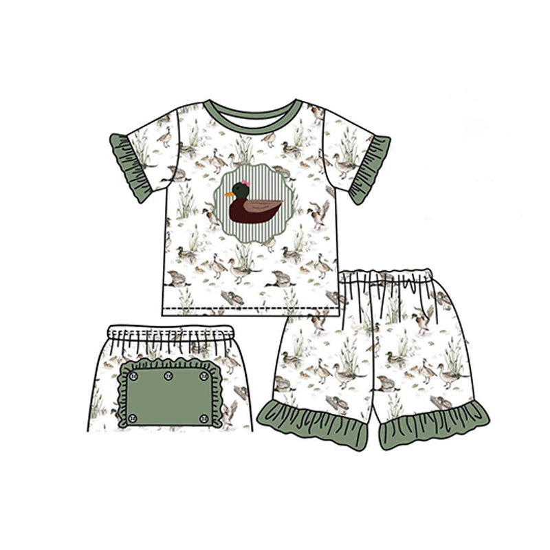 GSSO1274 Duck Cute Clothes Summer Short Sleeve Children 2PCS Set