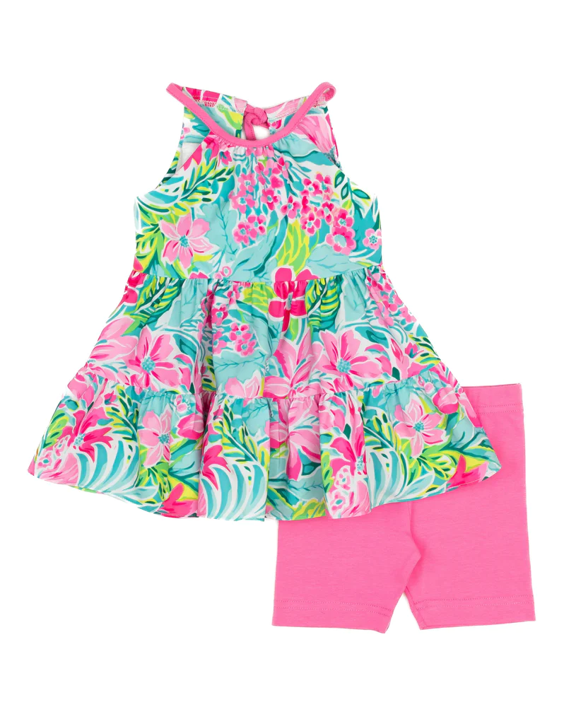 GSSO1280 Pink Girl Clothes Summer Short Sleeve Kid Clothing Set Boutique Outfits