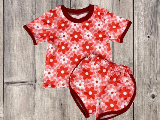 GSSO1298 Floral Summer Short Sleeve Kid Boutique Outfits