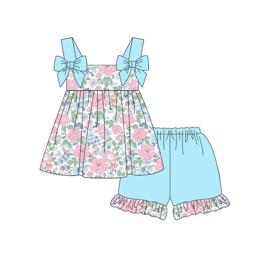 GSSO1300 Floral  Summer Short Sleeve Kid Boutique Outfits